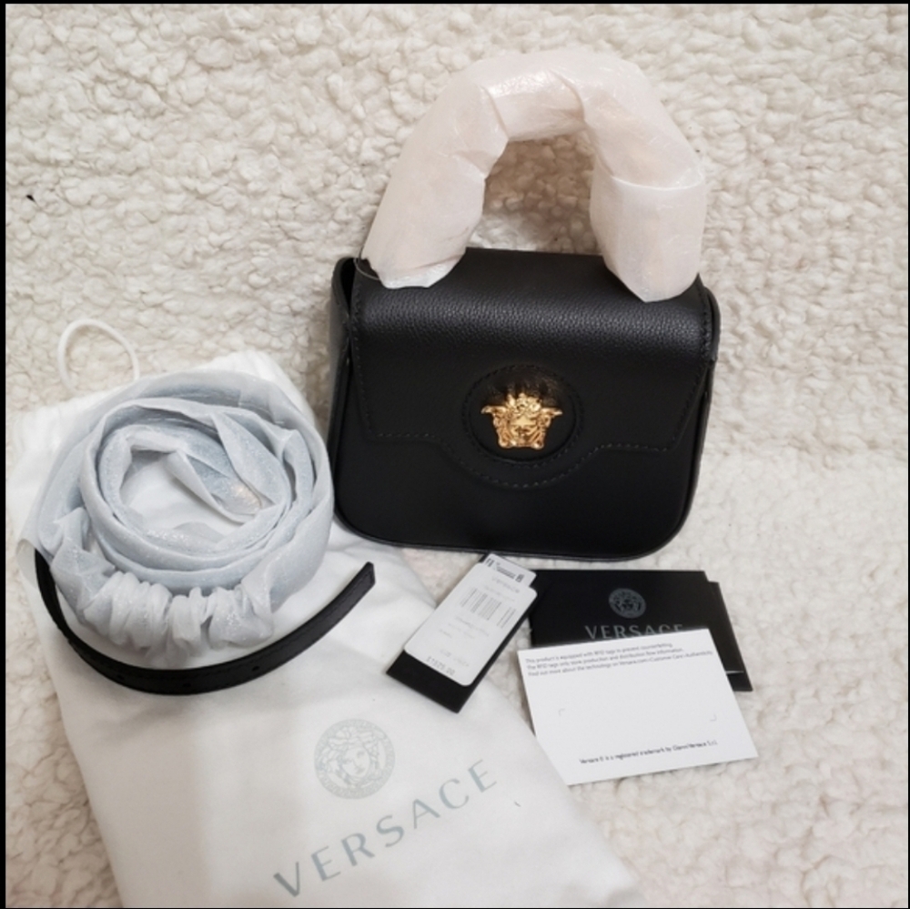 Versace Mini La Medusa Chain Leather Top Handle Bag